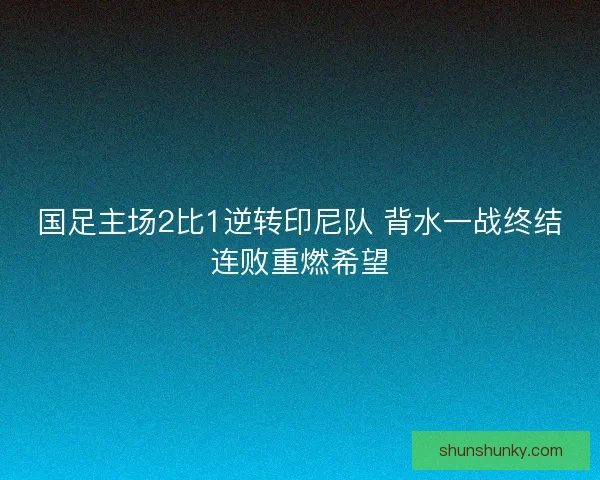 国足主场2比1逆转印尼队 背水一战终结连败重燃希望